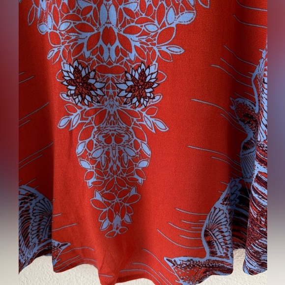 Free People Birds of a Feather blouse boho top terracotta  blue size Xs - Picture 9 of 13